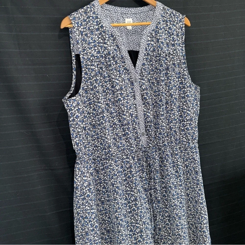 Gap womens blue floral sleeveless drawstring waist dress v neck size XXL - Picture 3 of 11